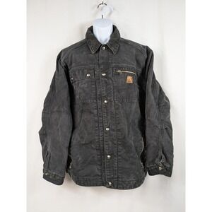 VTG CARHARTT Duck Chore Coat Jacket Workwear Quilted Distressed J285 2XL A056